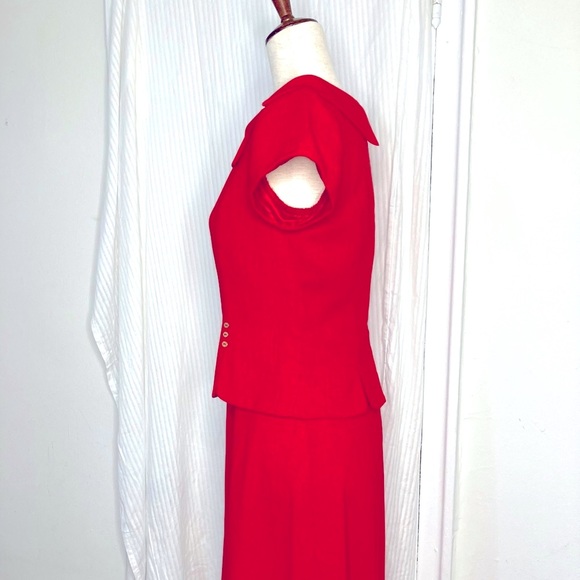 Vintage 80s Danny & Nicole red tailored midi dress - Picture 3 of 6